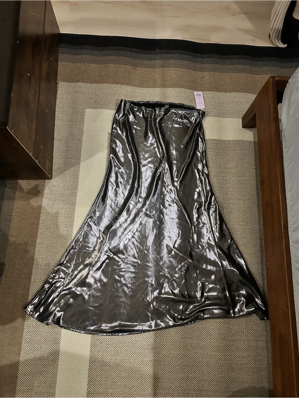 Wild Fable Metallic Silver Satin Maxi Skirt